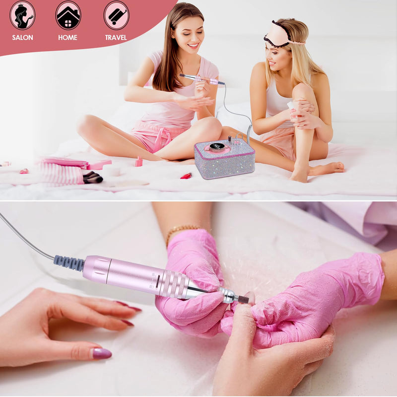 Electric Nail Drill 35000 RPM, Professional Rechargeable Nail File Kit, Nail Drill Machine, Acrylic Nail Kit for Any Manicure, Pedicure, Ideal Nail Art Tools, Designed for Salon, Home Rechargeable 35000 RPM Diamond - PawsPlanet Australia