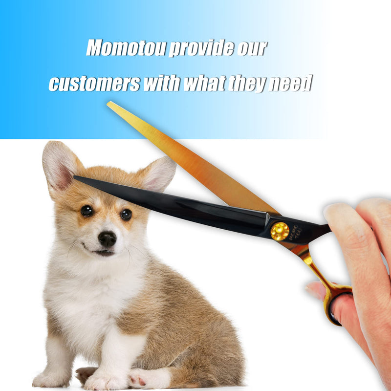 Black & Gold Professional Curved Dog Grooming Scissors with Decorative Screw Sharp and Durable Japanese 440C Stainless Steel Pet Cat Trimming Shears with Safe Round Tip 7'' Dog Shears Curved Scissors 7'' - PawsPlanet Australia
