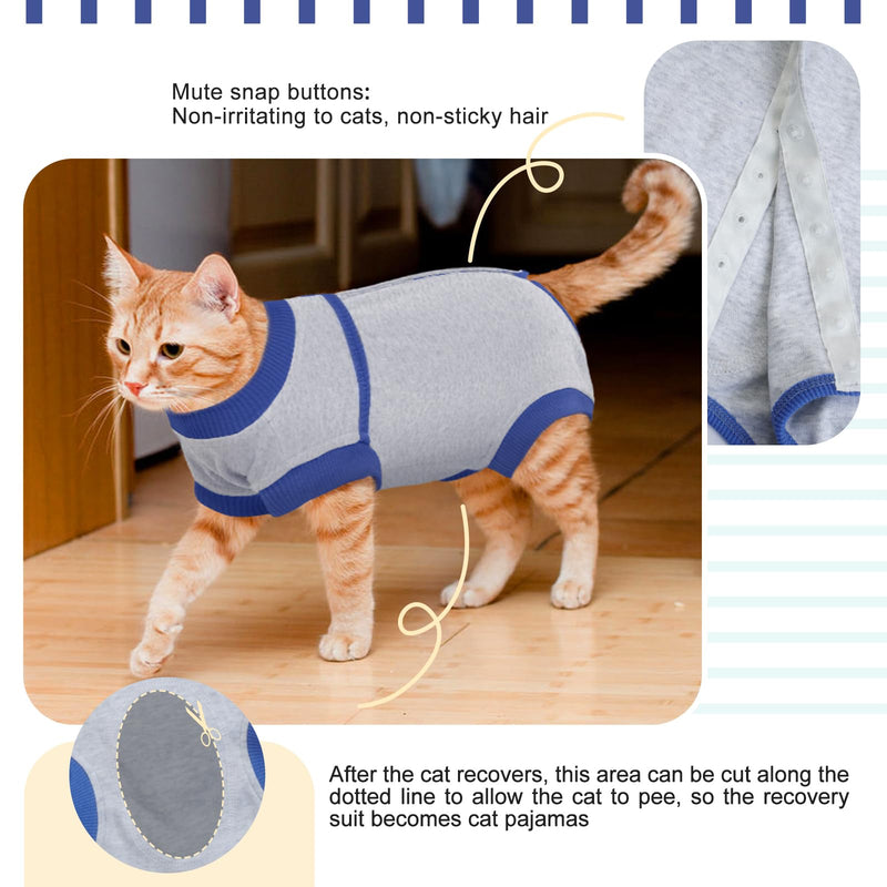 FUAMEY Cat Recovery Suit,Female Cat Spay Suit Kitten Surgery Onesie Cat Bodysuit Alternative to Cone Collars,Preventing Cats from Licking Abdominal Wounds Skin Protector Weaning Clothes Grey M M(back: 14in) - PawsPlanet Australia