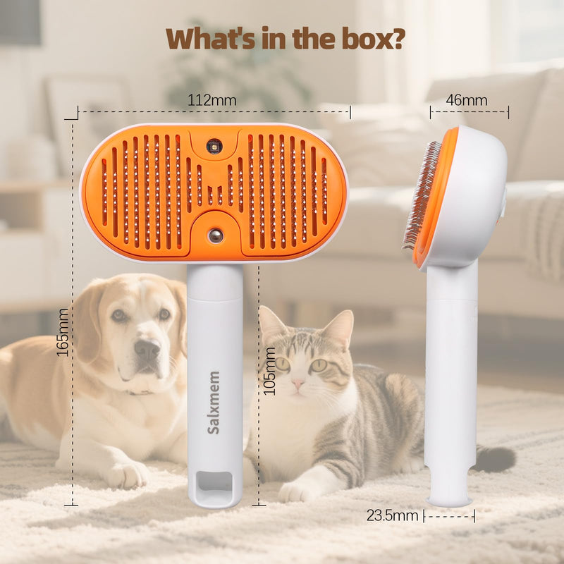 Steam Cat Brush, 3-in-1 Self-Cleaning Pet Steam Brush for Hair Remover & Massage. Cat brushes for Short & Long Haired Cats, Dog Brushes for Grooming & Shedding, Prevents Static, Cool Mist Only