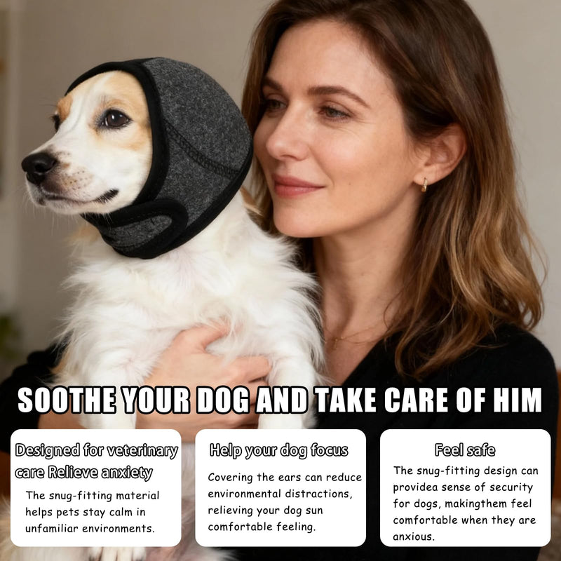 Dog Snood Swim Ear Protectors,Dog Ear Cover for Anxiety Relief,Waterproof Adjustable Cat Dog Shower Wrap,Quiet Dogs Calming Hood Ear Head for Anxiety Relief,Swimming,Grooming (Gray, M)