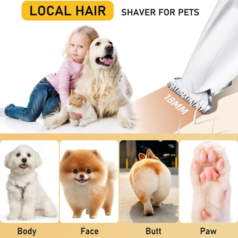 Saffory Dog Paw Trimmer, Pet Claw Trimmer with LED Light, Low Noise USB Rechargeable Pet Clipper. Suitable for Dogs and Cats, for Trimming Hair Around Paws Eyes Ears Face Buttocks. (1) 1 - PawsPlanet Australia