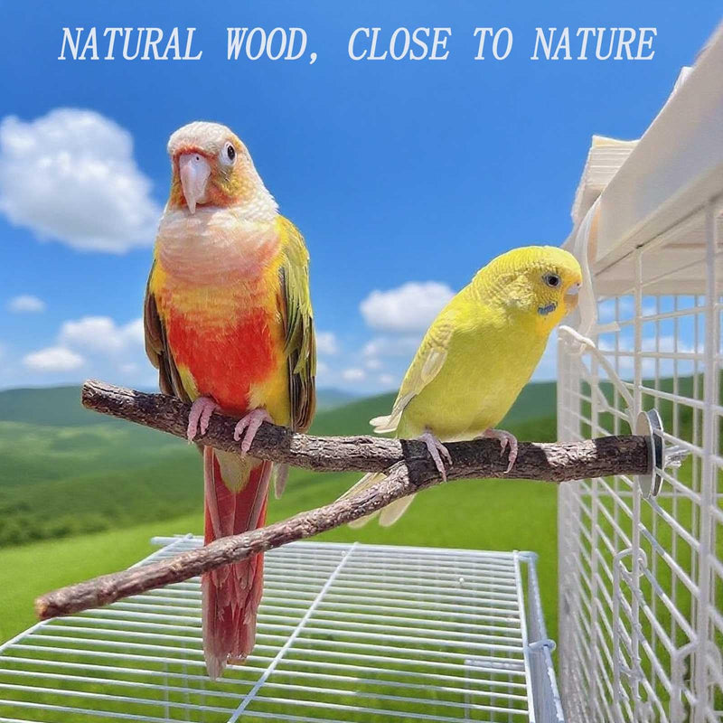 8 PCS Natural Wood Bird Perches Stand for Cage, 5 PCS Parrot Rattan Balls, Wooden Hanging Multi-Branch Perches Platform, Hammock Swing Toy for Parakeets, Budgies, Cockatiels, Conures, Macaws (13 PCS) - PawsPlanet Australia