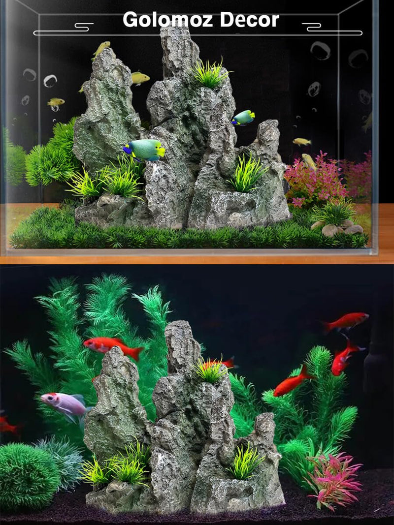 Aquarium Mountain View Stone Ornament - Aquarium Rock Decor for Large Fish Tank,Aquarium Decorations Large,Large Aquarium Decoration for Fish Tank - 8.3 Inches High - PawsPlanet Australia