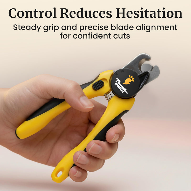 LED Dog Nail Clippers with Light, Trimmers with Protective Guard, Quick Sensor, Safety Lock and Nail File - Suitable for Large and Small Dogs & Cats (Yellow, LED) Medium-Large (LED) Yellow - PawsPlanet Australia