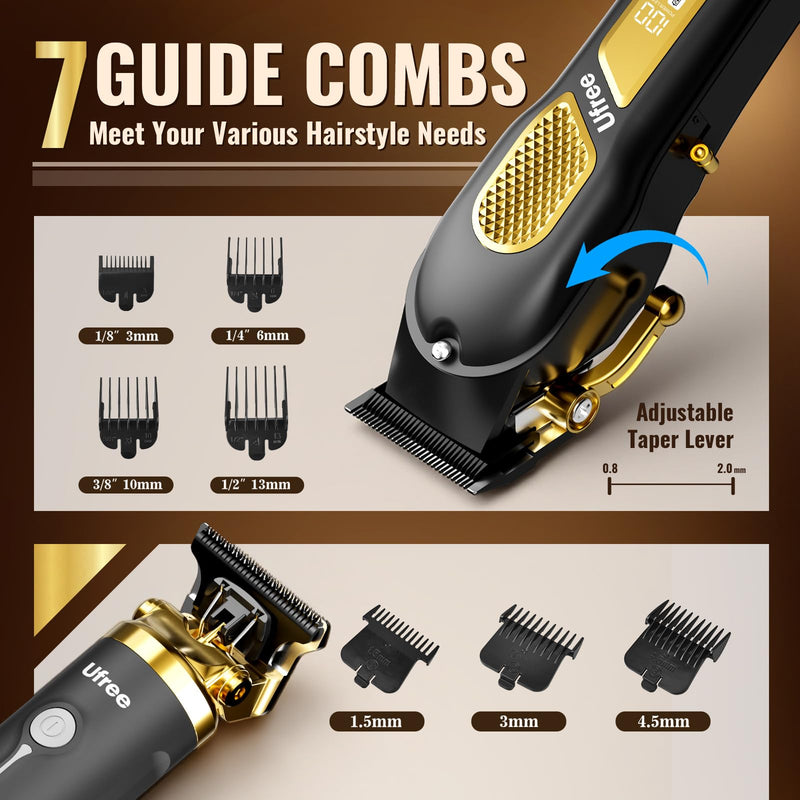 Ufree Hair Clippers for Men, Clippers and Trimmers Set, Cordless Barber Clippers, Grooming Kit, Gifts for Men Black - PawsPlanet Australia