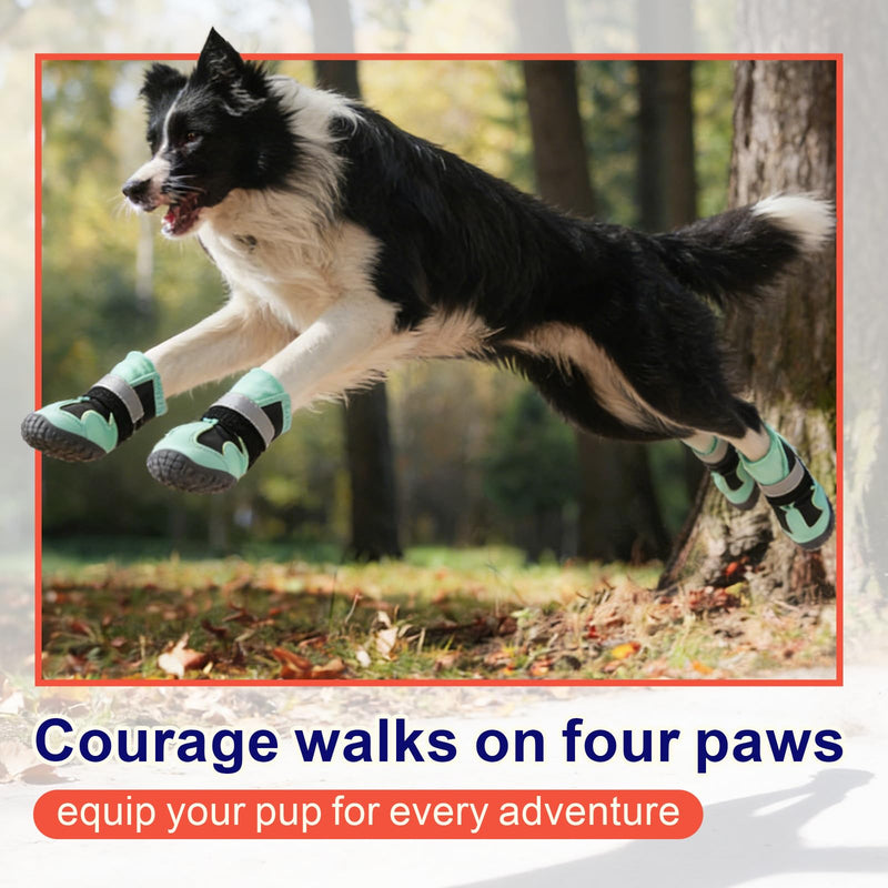 2 Breathable Small Dog Shoes for Outside, Anti-Slip Reflective Waterproof Dog Boots, Dog Rain Boots & Paw Protectorss for Winter Snow, Hot Pavement Green 3# 2.16'' (2 Boots) - PawsPlanet Australia