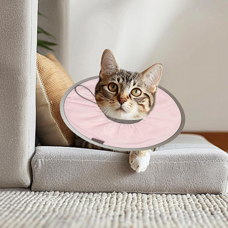 Recovery collar for cats, Kitten Cone, Comfortable Elizabethan pet collar - Adjustable cat collar to prevent wound licking, lightweight cat cone collar, soft pink M