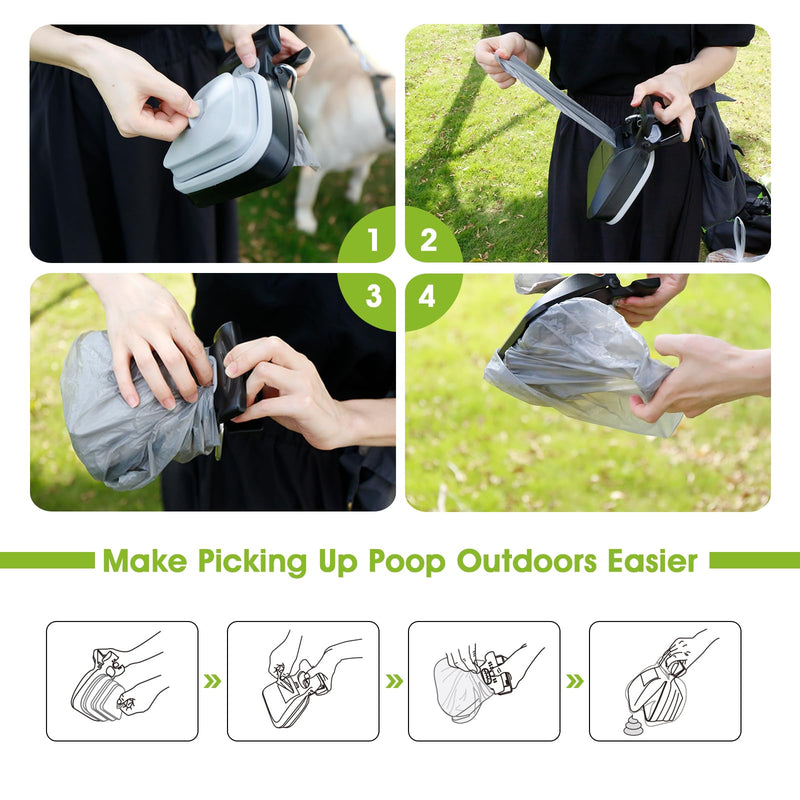 SUPERDESIGN Portable and Versatile Pet Poop Scooper, Ideal for Walking Traveling and Camping with Small and Large with CLeash Clip and Garbage Bag Bin Dogs Poop Scooper Small Black - PawsPlanet Australia