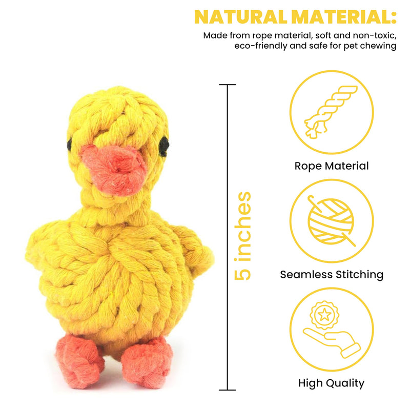 Vaulted Skulls & Co Dog Duck Toy Small 5" | Rope Dog Toys | Duck Pet Toy | Tug of War Rope Dog Toy | Pull & Tug Dog Toy | Duck Dog Treats | Yellow/Orange | 5" 1 Pack - PawsPlanet Australia
