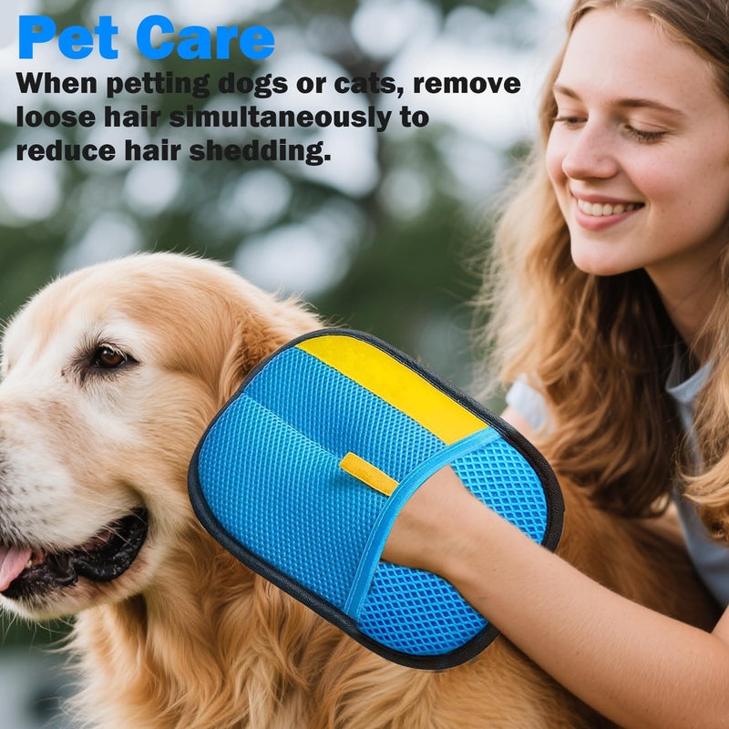 2 Pcs Pet Hair Removal Glove for Dogs & Cats,Reusable Strong Grooming Gloves,Hair Remover for Couch,Furniture, Carpet,Car Seats & Clothing (Blue) - PawsPlanet Australia