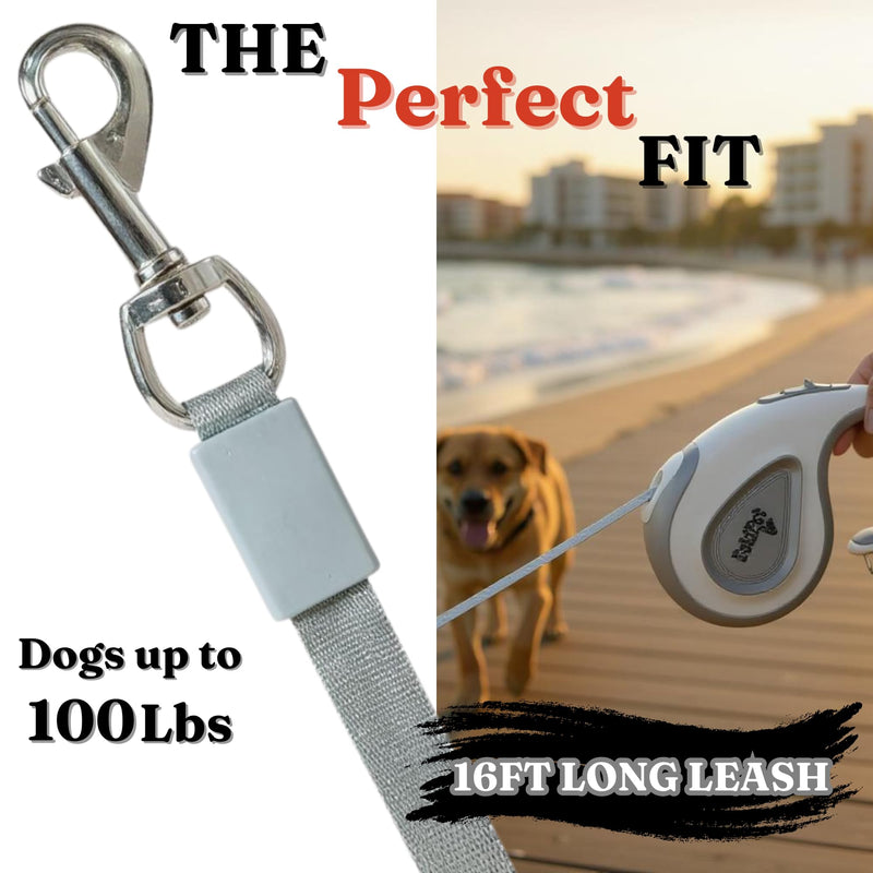 BoldPet® Retractable Dog Leash with Poop Bag Holder for Dogs up to 100 lbs - Heavy Duty 16 Ft Nylon Tape with 360°Tangle-Free Swivel Hook - Anti-Slip Ergonomic Handle for Comfortable Control - PawsPlanet Australia