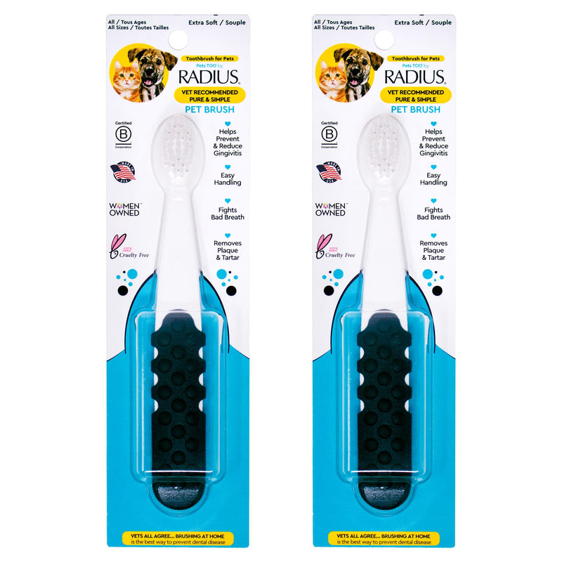 RADIUS Pet Toothbrush, Lush and Plus Soft Bristles, Designed to Clean Teeth and Help Prevent Tartar and Remove Plaque, Pack of 2