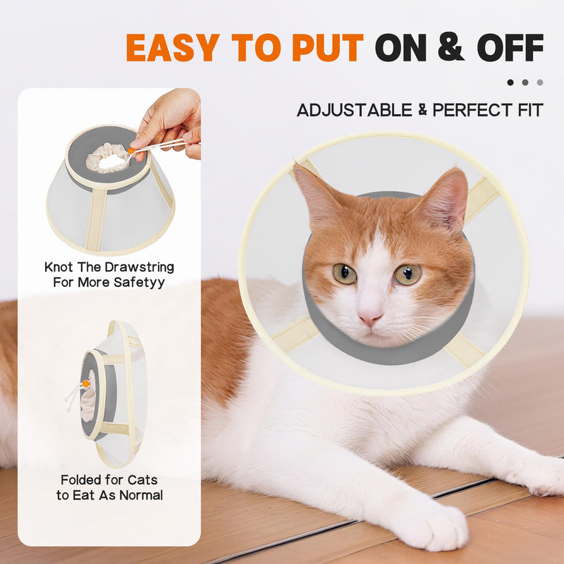 Cat Cone Collar Soft- Adjustable Comfortable Air Mesh Recovery Cone After Surgery to Stop Licking and Scratch, Alternative to Plastic Elizabethan Collar for Cat, Whiskers Freedom (Grey, XS) Grey