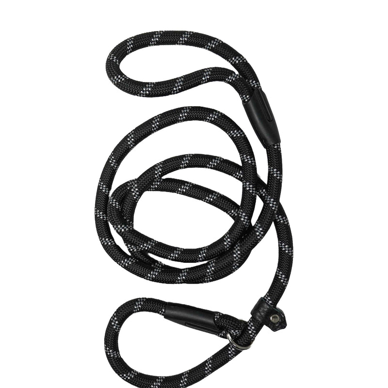 1.8m Rope Dog Lead, Slip-On Rope Leash No Collar or Harness Needed, Dog Training Leash, Suitable for Training or Walking, Adjustable Pet Lead (Black) Black - PawsPlanet Australia