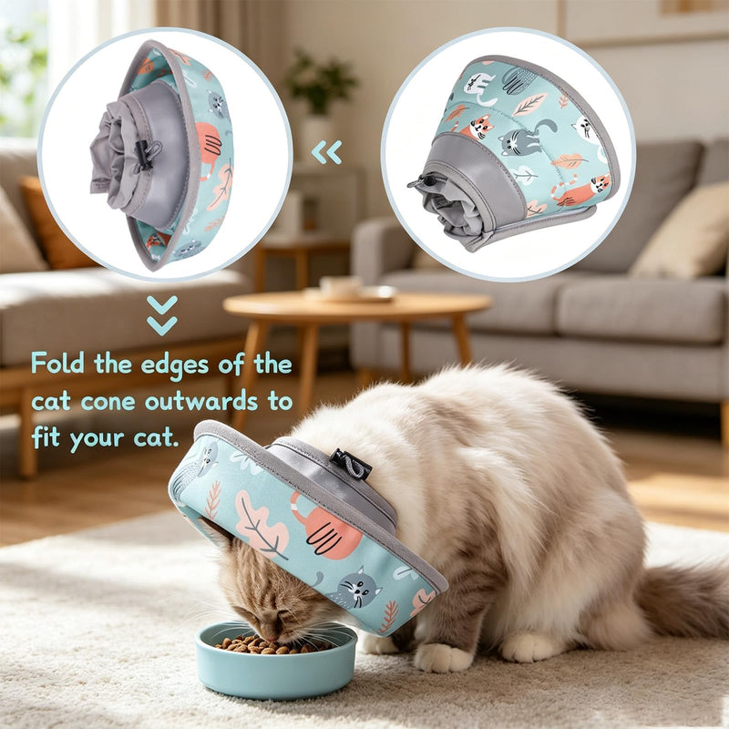 Vauki anti-lick cat collar, scratch-resistant, soft and adjustable, for cats, foldable for post-operative use, versatile Elisabeth collar, suitable for cats and small dogs
