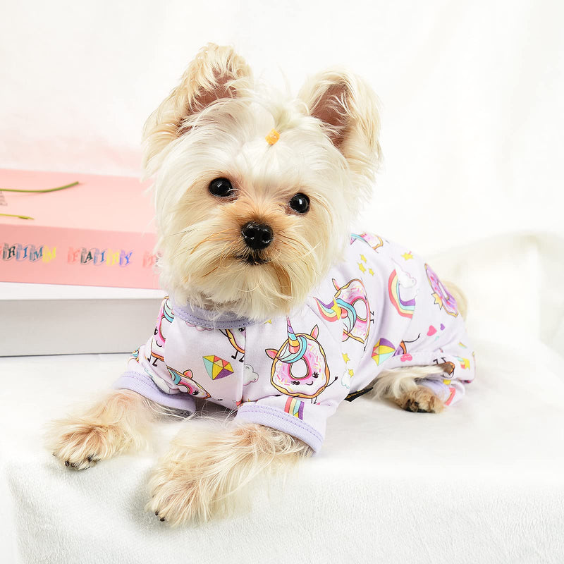 Dog Pajamas for Small Dogs Girl Boy Puppy Pjs Summer Pet Onesies for Chihuahua Yorkie Teacup Cute Soft Material Stretch Able Cat Clothes Outfit Apparel Doggy Jumpsuit (Small, Doughnuts)