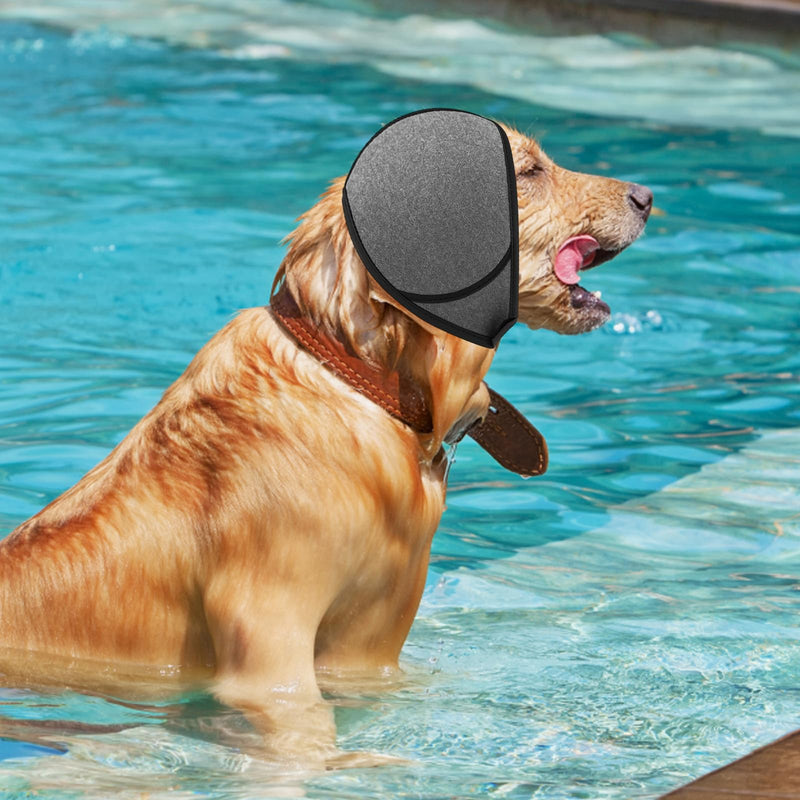 Dog Ear Protectors, Comfort Dogs Ear Muffs Noise Protection, Waterproof Adjustable Dog Snood Swim Ear Protectors for Bathing, Swimming, Travel, Outdoor Activities (Gray, M)