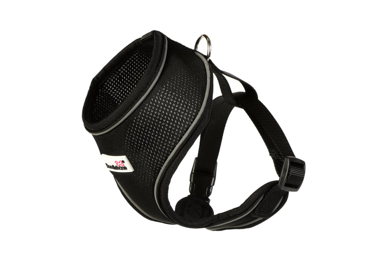 Doodlebone - Airmesh Dog Harness - Breathable Over Head Harness with Adjustable Chest Strap, Reflective Piping & Machine Washable Design - Size 2, 35-49cm - Coal - PawsPlanet Australia