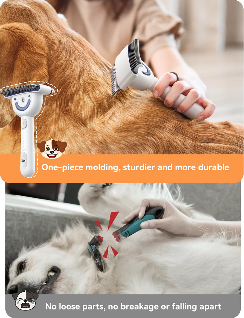 Dog Brush for Shedding with Steam, Dog Brush for Long Haired Dogs and Cats, Dual-Sided Dematting and Deshedding, Safe Non-Deforming Steel Pins, for Medium-Thick Coats Prone to Tangles & Shedding - PawsPlanet Australia