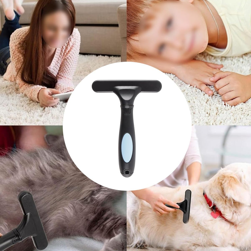 Namvo Carpet Rake, Portable Pile Lift & Undercoat Rake for Dogs, Pet Hair Remover, Double Row Stainless Steel Pins (Blue)