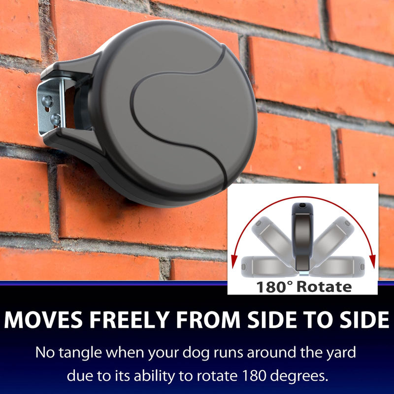 30ft Wall Mount Retractable Dog Tie Out Cable for Small to Large Dogs Between 20-75 lbs, Patented Retractable Dog Lead Great for Yard/Garden - Durable for 70,000 Cycles (Black, 30ft) Black - PawsPlanet Australia