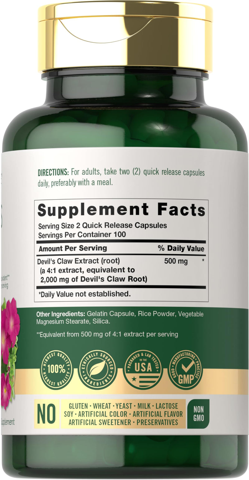 Carlyle Devils Claw | 200 Capsules | Concentrated Root Extract | Devils Claw Herbal Supplement | Non-GMO, Gluten Free Supplement - PawsPlanet Australia