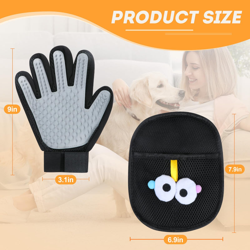 Pet Hair Removal Glove for Cats & Dogs 1PC and Cat & Dog Grooming Gloves for Shedding Brushes 1 Pair, Pet Hair Remover Tool for Clothing, Couch, Carpet, Car Seat, Deshedding Brush & Massage Black Grey Gloves - PawsPlanet Australia