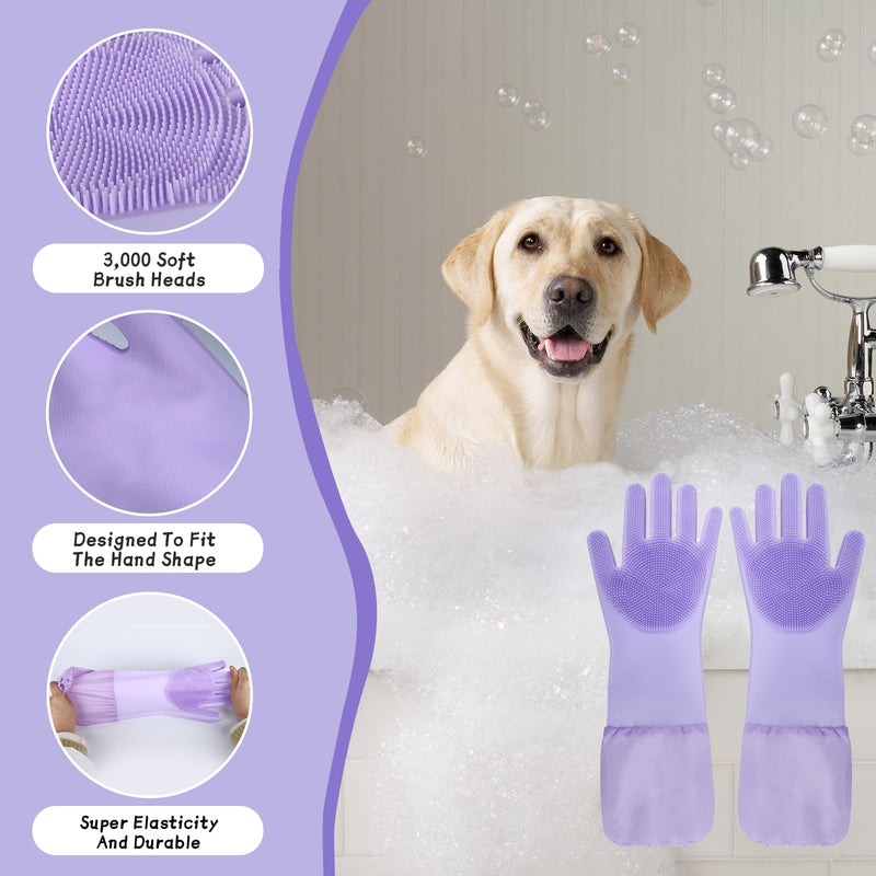 2-in-1 Dog Washing Gloves with Finger Toothbrush - Silicone Pet Bathing Gloves for Gentle Cleaning, Massaging & Shedding - Perfect for Dogs and Cats - Comfortable and Multifunctional Design - PawsPlanet Australia