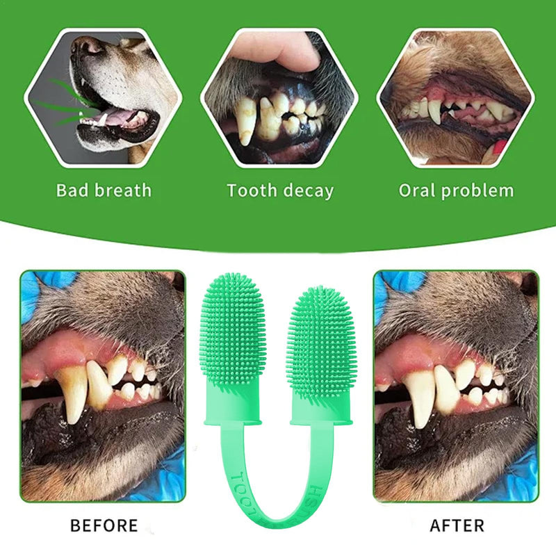 Dog Toothbrush Finger - Reusable Silicone Finger Brush for Dogs, Silicone Finger Brush | The Soft 360 Degree Two Finger Toothbrush for Pets com Cyan Blue 1 pc (pack of 1)