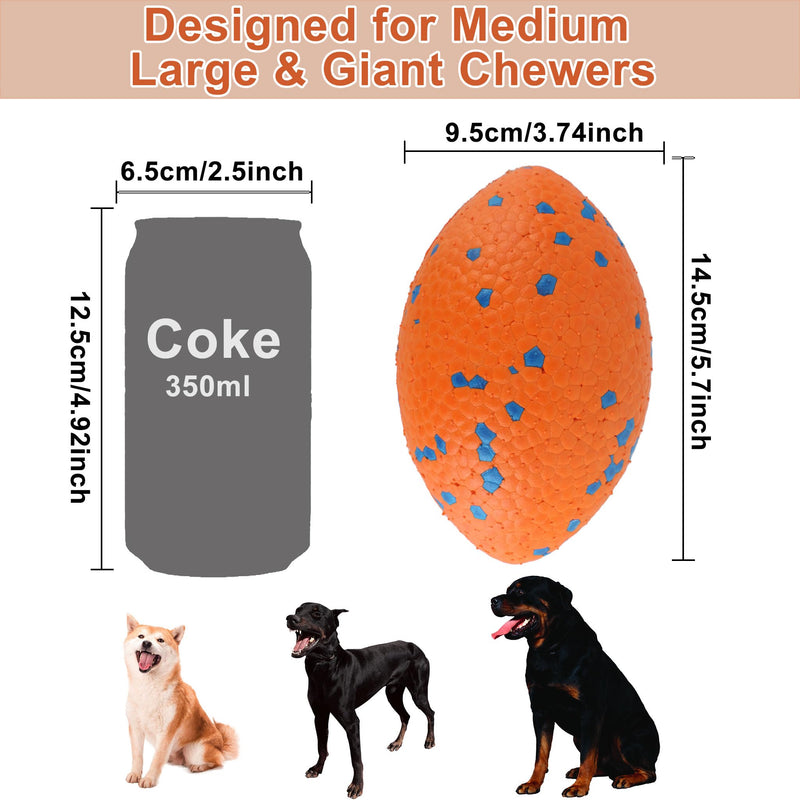 Indestructible Dog Football Ball Toy for Aggressive Chewers: Interactive Pet Toys, Herding and Jolly Ball for Dogs, Durable, Bouncy, and Water Toy Fetch Balls,Elliptical (Orange) - PawsPlanet Australia