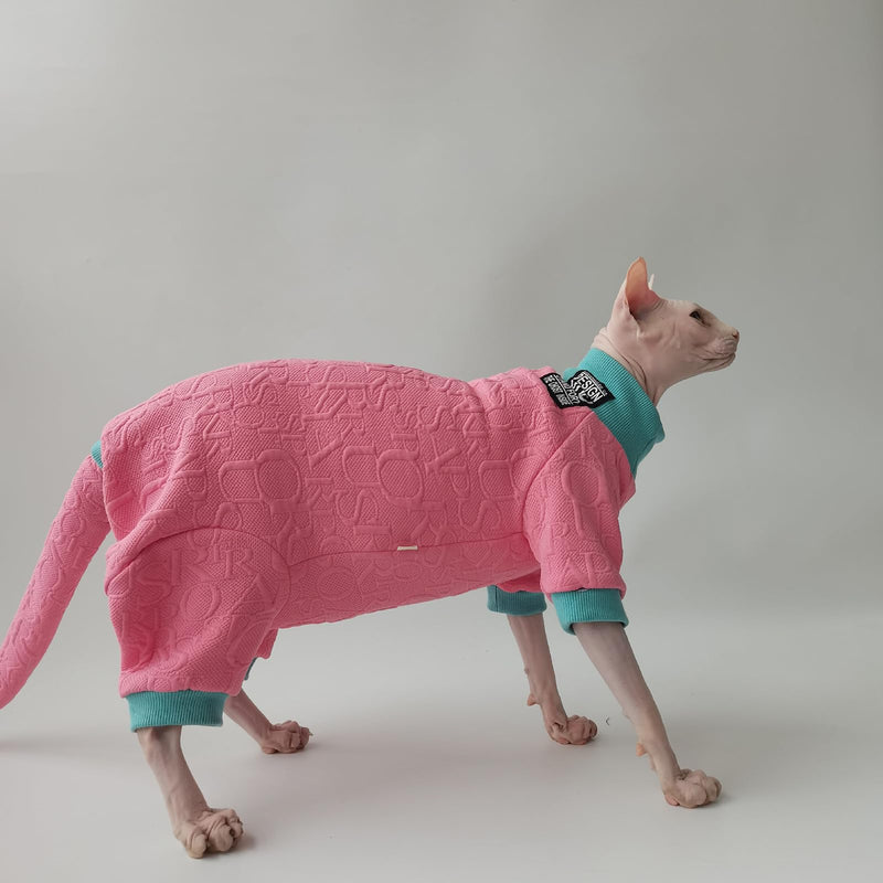 Hairless Cat Clothes Sphynx Cat Pajamas Outfits Kitten Clothes with Hat Tail Cover Pet Apparel for Cornish, Rex Devon Medium Set with Hat and Tail Cover - PawsPlanet Australia