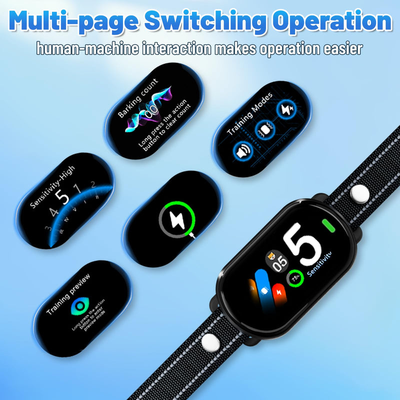 Smart Dog Bark Collar for Small Medium Large Dogs, Rechargeable Ultra-Light Anti Barking Collar with 5 Adjustable Sensitivity,Bark Stop Device,Beep Vibration Modes,IP67 Waterproof