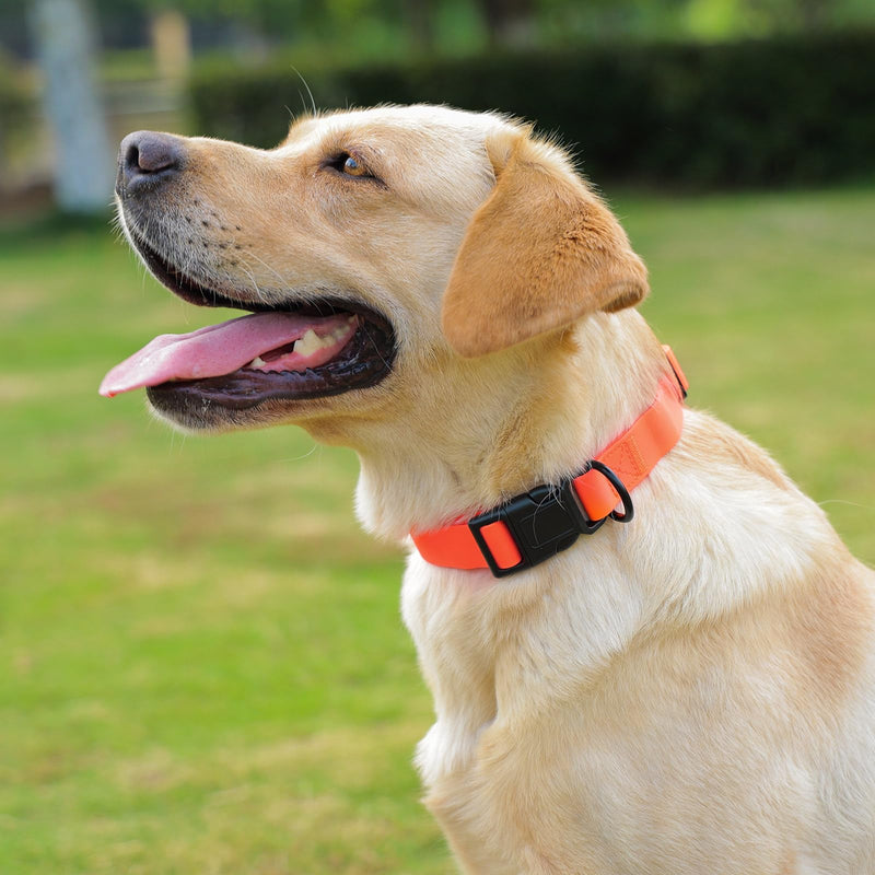 Waterproof Dog Collar, Easy to Clean Rubber Dog Collars with Quick Release Buckle Fits Small Medium or Large Dogs (Orange, L < 15.4-24.8 inch) L (15.4-24.8 inch) Orange - PawsPlanet Australia