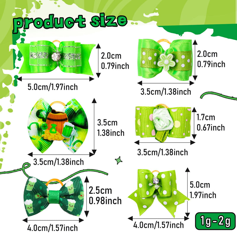 80pcs St.Patrick's Day Dog Bows, Holiday Pet Dog Hair Grooming Bows with Rubber Bands, St.Patrick's Day Green Lucky Clover Element Dog Hair Bows for Dog Puppy Yorkie Hair Accessories - PawsPlanet Australia