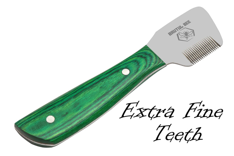 Brutul Bee Dog Grooming Coat Stripping Knife Stripper Trimmer Tool Wooded Handle Stripping Knives Set of 6 in Stainless Steel Non-Slip Tools for Grooming Dogs (Green) Green