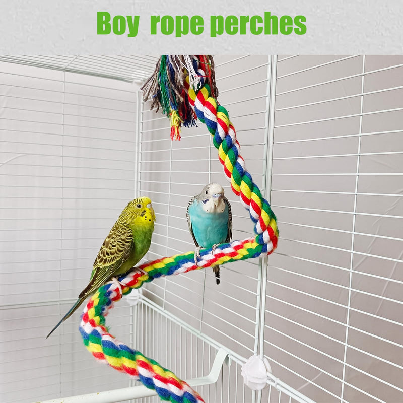 Bird Rope Perch & Birds Swing Set - Bird cage Accessories, Rope perches for Conures, Parrots,Cockatiel,Lovebird,Budgerigar,Parakeet perches for cage,Birds perches 40inch - PawsPlanet Australia