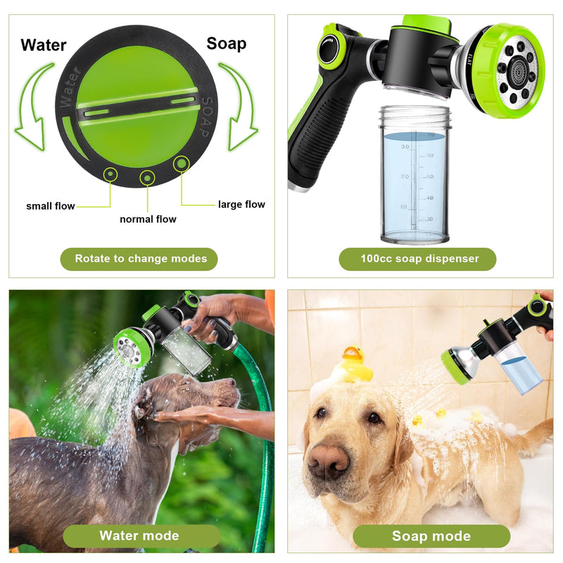 Dog Washing Hose Attachment, Dog Sprayer with 3.5oz/100cc Soap Dispenser Bottle, Massage Brush, Solid Brass Garden Hose Adapters, Garden Hose Nozzle for Pet Bathing, Car Washing - PawsPlanet Australia