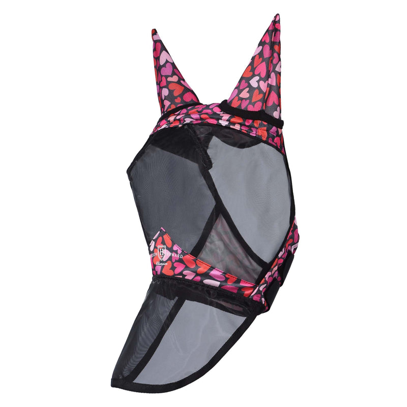 Harrison Howard Pro LumiVista Horse Full Face Fly Mask Large Eye Space Long Nose with Ears UV Protection for Horse Cute Hearts L - PawsPlanet Australia