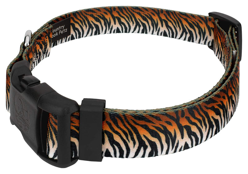 Country Brook Petz - Deluxe Bengal Tiger Stripes Dog Collar - Made in The U.S.A. - Animal Prints Collection Featuring Wild Designs (5/8 Inch, Small) Small (Pack of 1) - PawsPlanet Australia