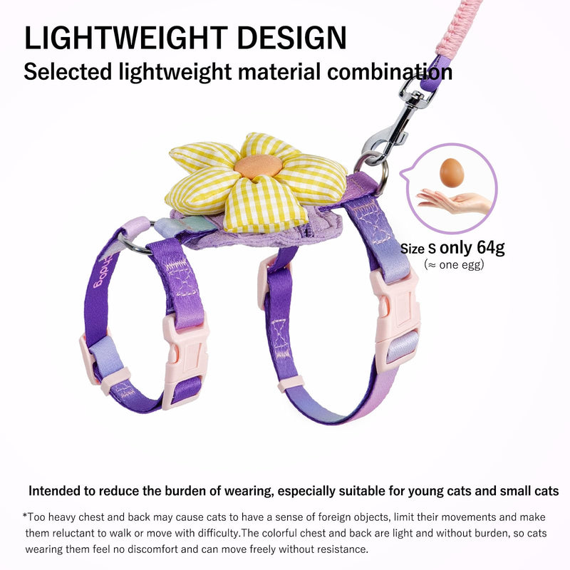 TOUCHDOG Cat Harness and Leash Set - Escape Proof Mesh Vest with Hidden AirTag GPS Pocket, Ultra-Lightweight 64g Safety Walking Harness for Kittens & Small Cats(Yellow Sunshine Spark Bundle, Medium) Yellow Sunshine Spark Bundle