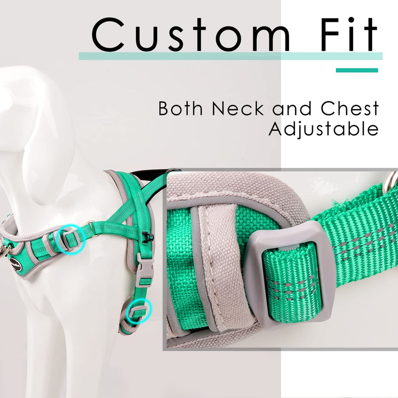 ADVENTUREMORE Dog Harness for Large Dogs No Pull, Sport Dog Halter Harness Reflective Breathable Dog Vest Escape Proof Dog Harness with Easy Control Front Clip Handle for Training Walking L Green - PawsPlanet Australia