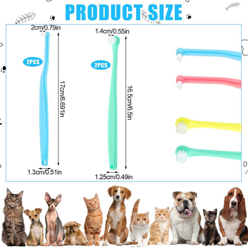 4pcs Dog & Cat Toothbrush, Round & Pointed Soft Bristle Pets Toothbrush Micro Head Kitten Teeth Cleaning Brush Dental Care for Puppy Kitty Reduce Plaque Tartar Formation & Bad Breath (Color 2) Color 2 - PawsPlanet Australia