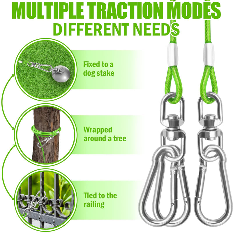 Dog Tie Out Cable - Heavy Duty Dog Chain for Yard, Blue/Purple/Green/Pink Outdoor Tether & Leash, 10/15/20/30Ft,Lead for Dogs Outside 30FT Green - PawsPlanet Australia