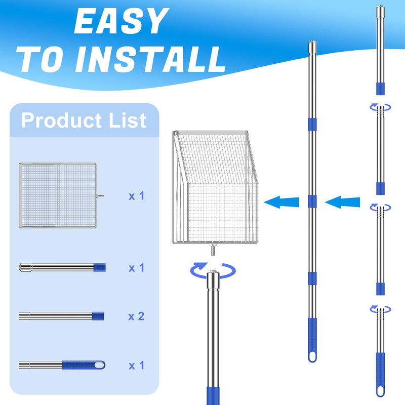 Chicken Poop Scooper, 304 Stainless Steel Shovel Head, 4-in-1 Chicken Litter Scoop with Handle for Chicken Coop & Pet Waste Cleaning, Multifunctional Litter Sifting Shovel(20 to 49") - PawsPlanet Australia