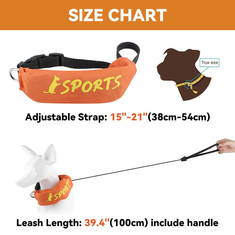 Lesypet 2 in 1 Retractable Dog Leash Collar, Hands-Free Dog Walking Collar with Retractable Leash for Medium Large Breed Dog Outdoor, Orange L - PawsPlanet Australia