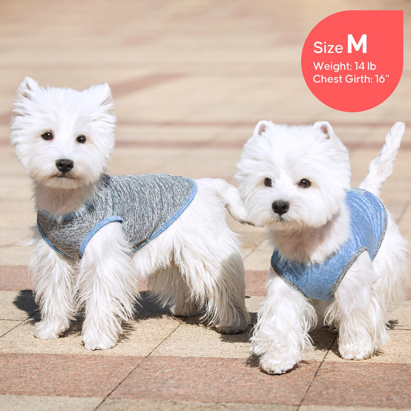 KYEESE 2Pack Dog Shirt, Lightweight Sun Protection Sleeveless Dog T Shirts for Small Medium Dogs Boy, Breathable Pet Reflective Tank Top Summer Dogs Clothes for Outdoor Walking, Grey+Light Blue, XL X-Large (18-30lbs) 3# 2Pack (Light Blue+Grey) - PawsPlanet Australia