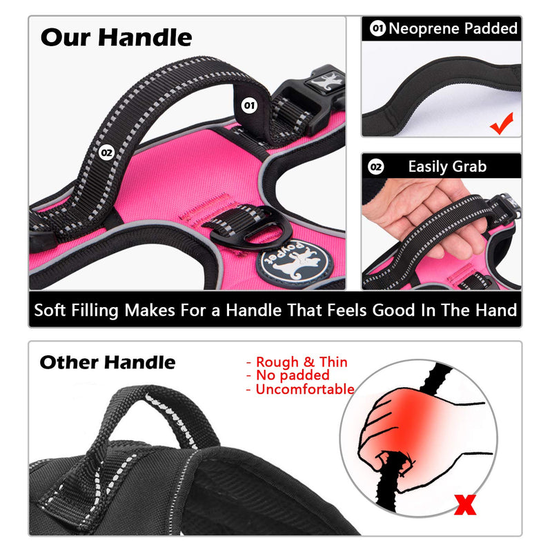 PoyPet No Pull Dog Harness, No Choke Front Clip Dog Reflective Harness, Adjustable Soft Padded Pet Vest with Easy Control Handle for Small to Large Dogs(Pink,M) Medium Pink - PawsPlanet Australia