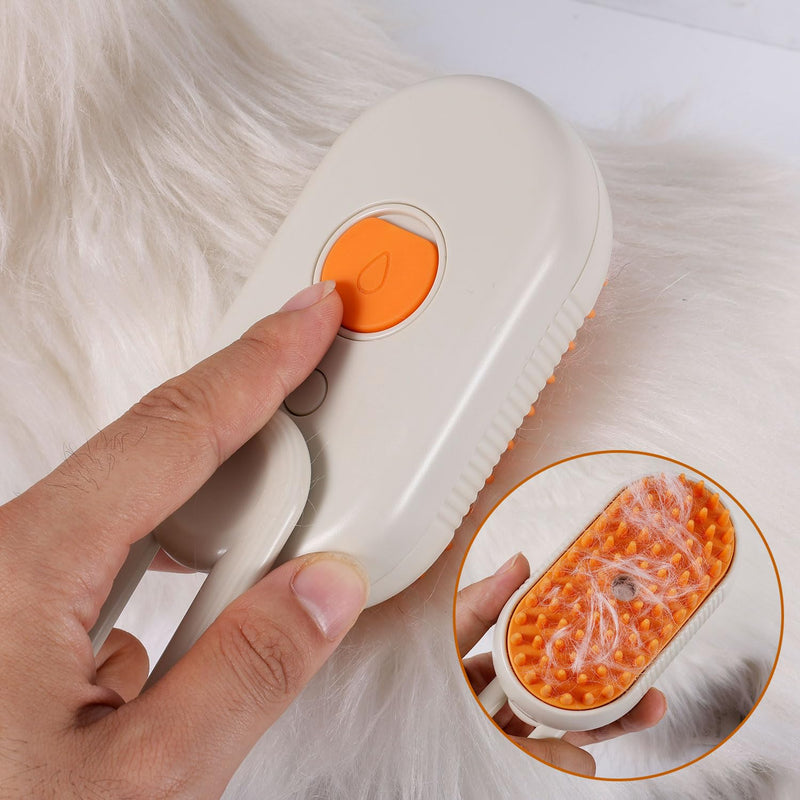 Cloud Cat Brush, 3-in-1 Self-Cleaning Cat Brush Steam Pet Brush with 360° Rotating Arm Cat Hair Steamy Brush Dog Steam Brush for Shedding Best Steam Brush for Pet Cat Dog (Khaki) Khaki - PawsPlanet Australia