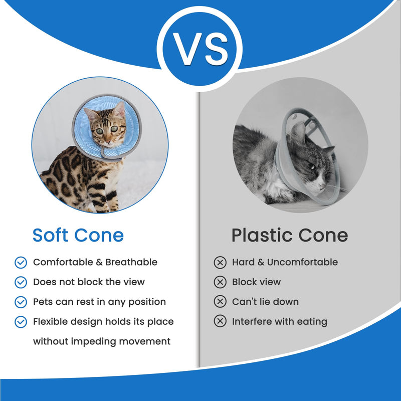 Cat Cone Collar Soft, Cat Recovery Collar Stop Licking After Surgery, Kitten Elizabethan Collar, Adjustable, Lightweight, Comfortable - Blue, M Medium - PawsPlanet Australia